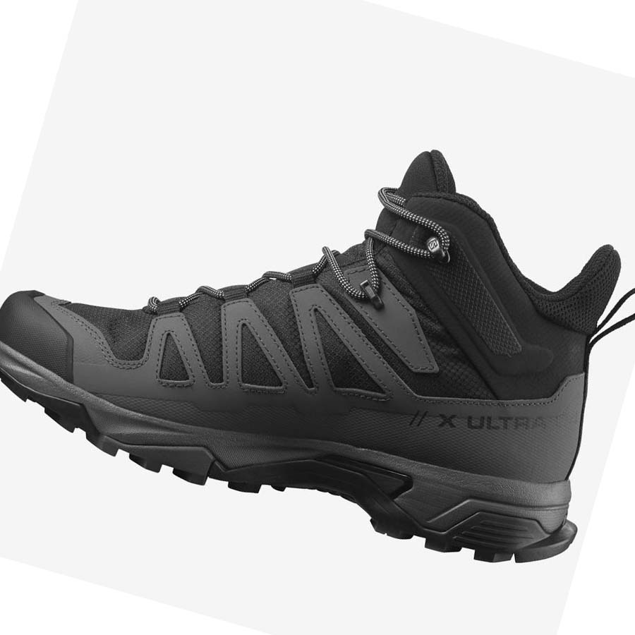 Salomon X ULTRA 4 MID WIDE GORE-TEX Túracipő Férfi Fekete Kék | HU 2002HAP